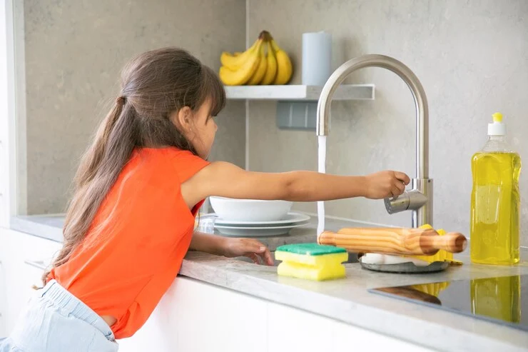 Children Cleaning Kitchen